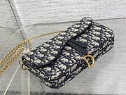 Fortok Dior Saddle Pouch with Chain in blue canvas Dior Oblique jacquard 21.5*12.5*3.7cm - 5