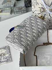 Fortok Dior Saddle Pouch with Chain in White canvas Dior Oblique jacquard 21.5*12.5*3.7cm - 3