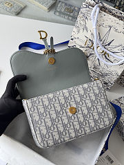 Fortok Dior Saddle Pouch with Chain in White canvas Dior Oblique jacquard 21.5*12.5*3.7cm - 4