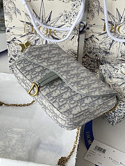 Fortok Dior Saddle Pouch with Chain in White canvas Dior Oblique jacquard 21.5*12.5*3.7cm - 2