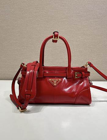 Fortok Prada Bonnie leather handbag Red 23.5x12x9cm