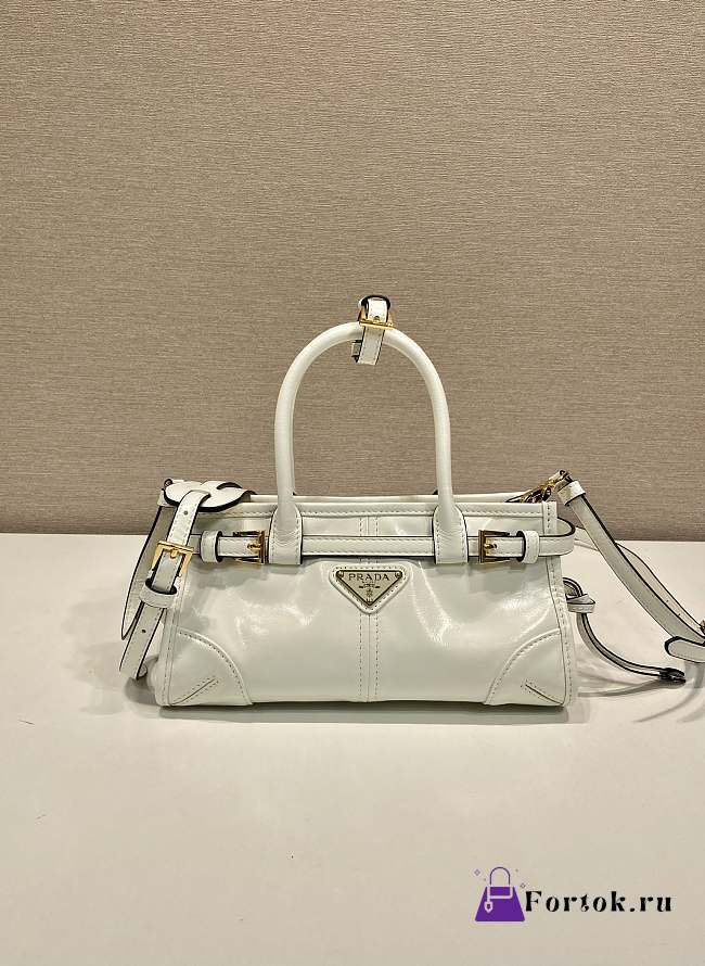Fortok Prada Bonnie leather handbag White 23.5x12x9cm - 1