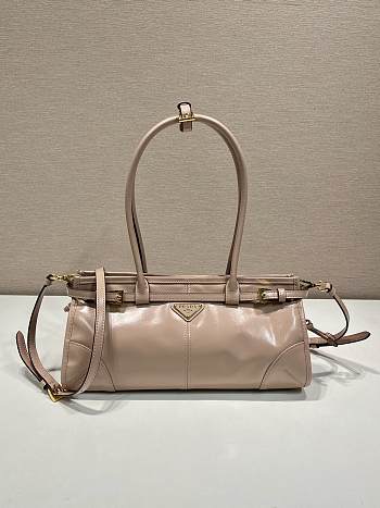 Fortok Prada Bonnie leather handbag Brown 32x15.5x12cm