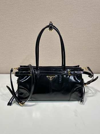 Fortok Prada Bonnie leather handbag Black 32x15.5x12cm