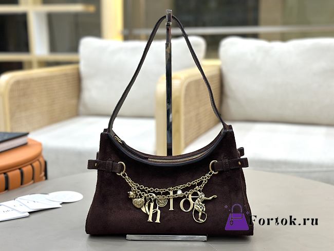 Fortok Chloé Charms hobo bag Chocolate brown suede 28.5 x 18 x 10cm - 1
