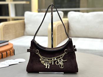 Fortok Chloé Charms hobo bag Chocolate brown suede 28.5 x 18 x 10cm