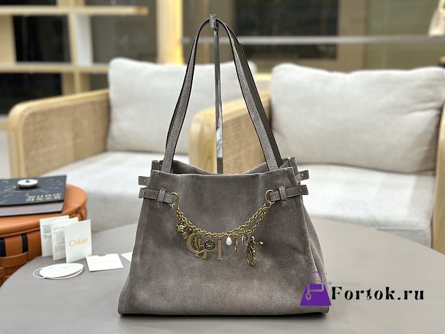 Fortok Chloé Charms hobo bag Grey suede 34 x 25 x 17cm - 1