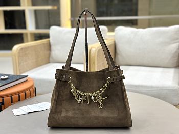 Fortok Chloé Charms hobo bag Dark Brown suede 34 x 25 x 17cm