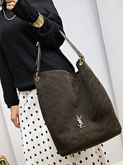 Fortok Saint Laurent Niki supple bucket bag deep mocha brown suede 33×16×40cm - 1