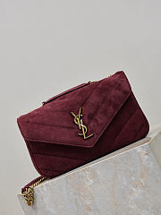 Fortok Saint Laurent Toy Loulou shoulder bag burgundy velvet 24×14×6cm - 4