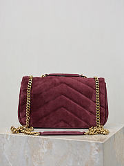 Fortok Saint Laurent Toy Loulou shoulder bag burgundy velvet 24×14×6cm - 5