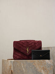 Fortok Saint Laurent Toy Loulou shoulder bag burgundy velvet 32×22×10cm - 6