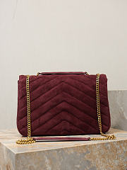 Fortok Saint Laurent Toy Loulou shoulder bag burgundy velvet 32×22×10cm - 3