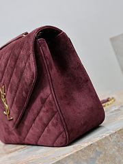 Fortok Saint Laurent Toy Loulou shoulder bag burgundy velvet 32×22×10cm - 2