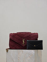 Fortok Saint Laurent Toy Loulou shoulder bag burgundy velvet 29×17×8cm - 6