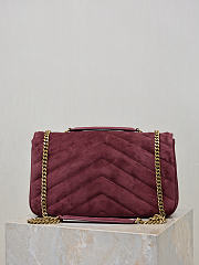 Fortok Saint Laurent Toy Loulou shoulder bag burgundy velvet 29×17×8cm - 3