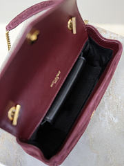 Fortok Saint Laurent Toy Loulou shoulder bag burgundy velvet 20×12×5cm - 5