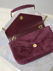 Fortok Saint Laurent Toy Loulou shoulder bag burgundy velvet 20×12×5cm - 4