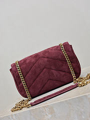 Fortok Saint Laurent Toy Loulou shoulder bag burgundy velvet 20×12×5cm - 3