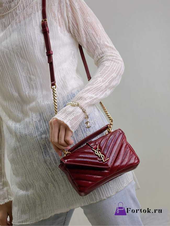 Fortok Saint Laurent College Mini chain bag Red 20×13×3cm - 1