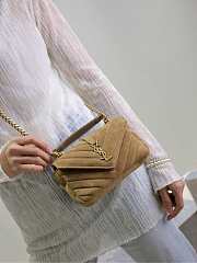 Fortok Saint Laurent College Mini chain bag Brown Suede 20×13×3cm - 1