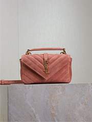 Fortok Saint Laurent College Mini chain bag Pink Suede 20×13×3cm - 6