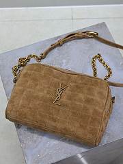 Fortok Saint Laurent Suede Cassandre Matelassé Carré Mini Camera Bag Brown 19.5×14×4cm - 6