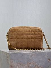 Fortok Saint Laurent Suede Cassandre Matelassé Carré Mini Camera Bag Brown 19.5×14×4cm - 2
