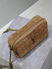 Fortok Saint Laurent Suede Cassandre Matelassé Carré Mini Camera Bag Brown 19.5×14×4cm - 3