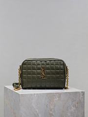 Fortok Saint Laurent Leather Cassandre Matelassé Carré Mini Camera Bag Olive Green 19.5×14×4cm - 1