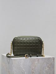 Fortok Saint Laurent Leather Cassandre Matelassé Carré Mini Camera Bag Olive Green 19.5×14×4cm - 2