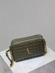 Fortok Saint Laurent Leather Cassandre Matelassé Carré Mini Camera Bag Olive Green 19.5×14×4cm - 4