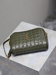 Fortok Saint Laurent Leather Cassandre Matelassé Carré Mini Camera Bag Olive Green 19.5×14×4cm - 6