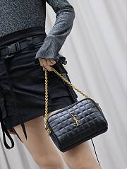 Fortok Saint Laurent Leather Cassandre Matelassé Carré Mini Camera Bag Black 19.5×14×4cm - 1