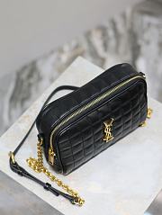 Fortok Saint Laurent Leather Cassandre Matelassé Carré Mini Camera Bag Black 19.5×14×4cm - 3