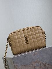 Fortok Saint Laurent Leather Cassandre Matelassé Carré Mini Camera Bag Beige 19.5×14×4cm - 6