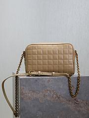 Fortok Saint Laurent Leather Cassandre Matelassé Carré Mini Camera Bag Beige 19.5×14×4cm - 2