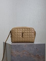 Fortok Saint Laurent Leather Cassandre Matelassé Carré Mini Camera Bag Beige 19.5×14×4cm - 3