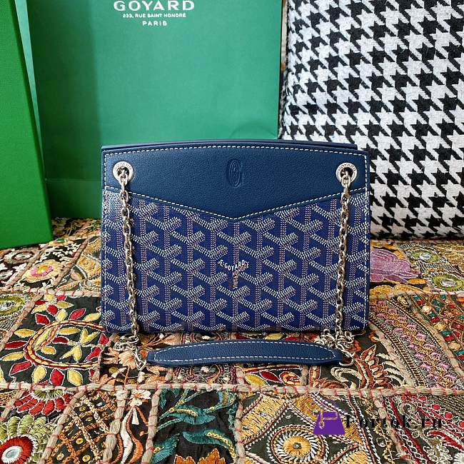 Fortok Goyard Rouette Structuré Mini bag in navy blue Goyardine canvas 20x15x6.5 cm - 1