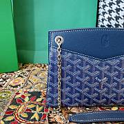 Fortok Goyard Rouette Structuré Mini bag in navy blue Goyardine canvas 20x15x6.5 cm - 5