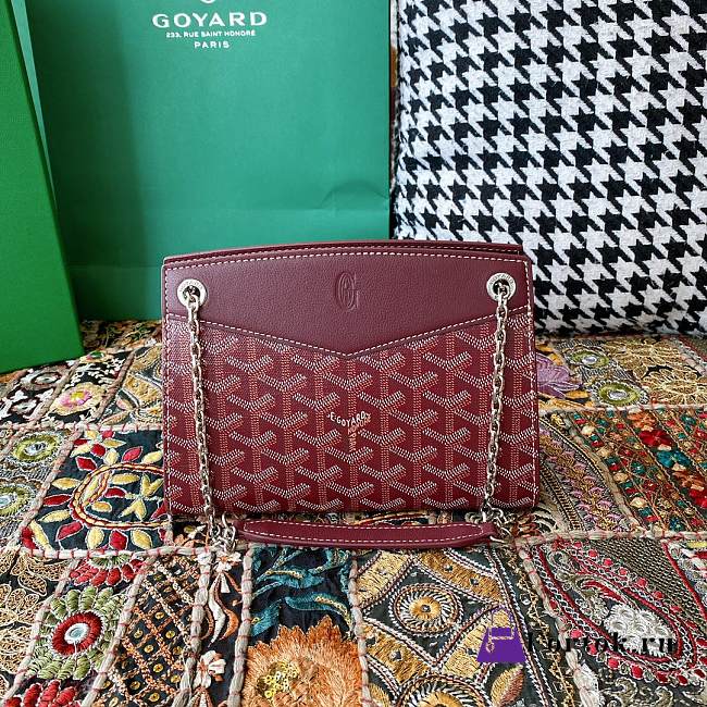 Fortok Goyard Rouette Structuré Mini bag in Burgundy Goyardine canvas 20x15x6.5 cm - 1