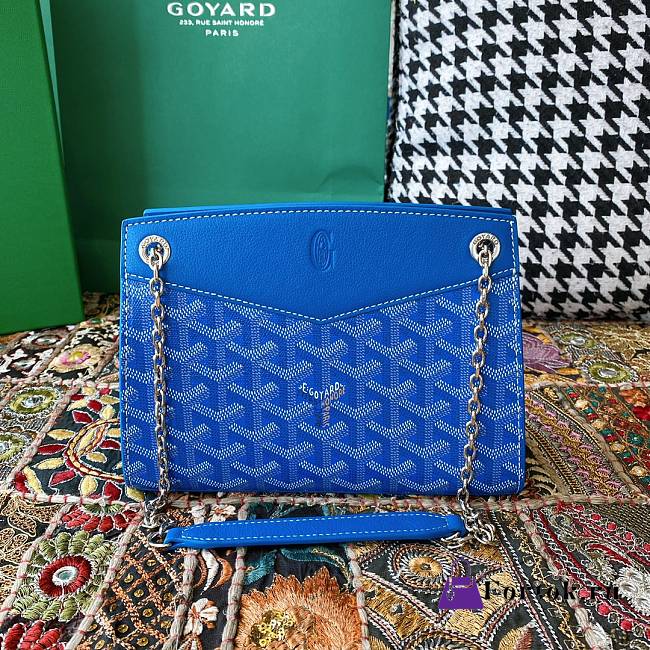 Fortok Goyard Rouette Structuré Mini bag in blue Goyardine canvas 20x15x6.5 cm - 1