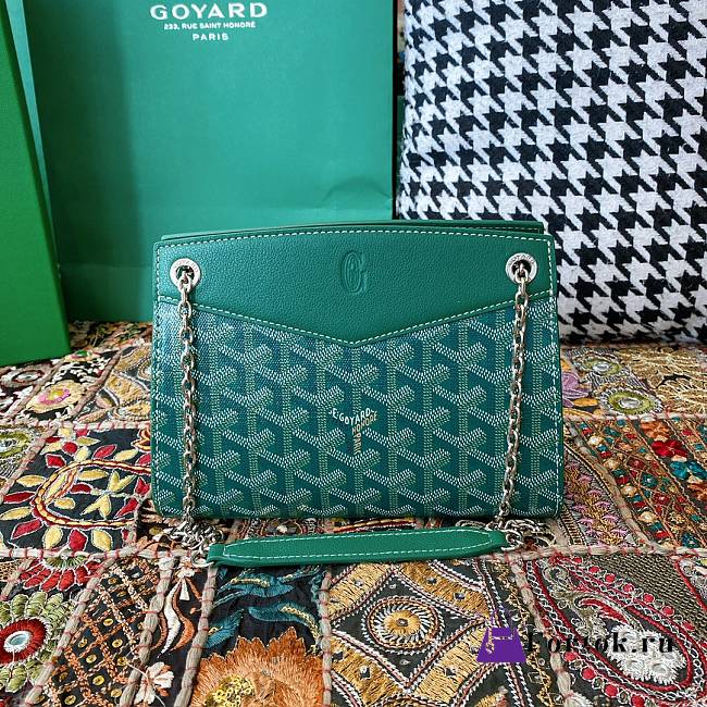 Fortok Goyard Rouette Structuré Mini bag in green Goyardine canvas 20x15x6.5 cm - 1