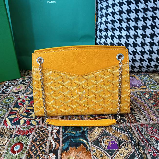 Fortok Goyard Rouette Structuré Mini bag in yellow Goyardine canvas 20x15x6.5 cm - 1