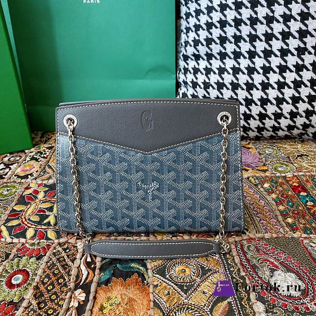 Fortok Goyard Rouette Structuré Mini bag in black blue Goyardine canvas 20x15x6.5 cm - 1