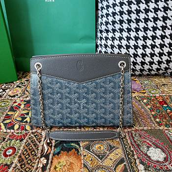Fortok Goyard Rouette Structuré Mini bag in black blue Goyardine canvas 20x15x6.5 cm