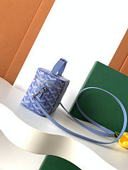 Fortok Goyard Muse Mini Vanity bag blue goyardine canvas 16 x 8 x 10cm - 3