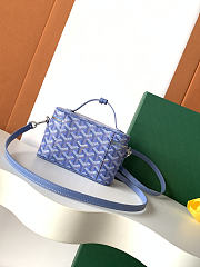 Fortok Goyard Muse Mini Vanity bag blue goyardine canvas 16 x 8 x 10cm - 4