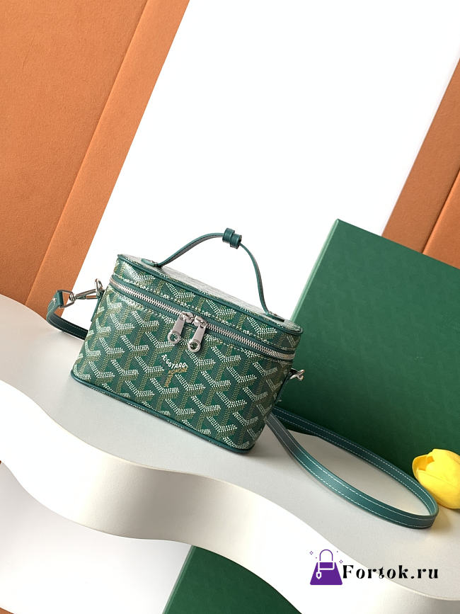 Fortok Goyard Muse Mini Vanity bag Green goyardine canvas 16 x 8 x 10cm - 1