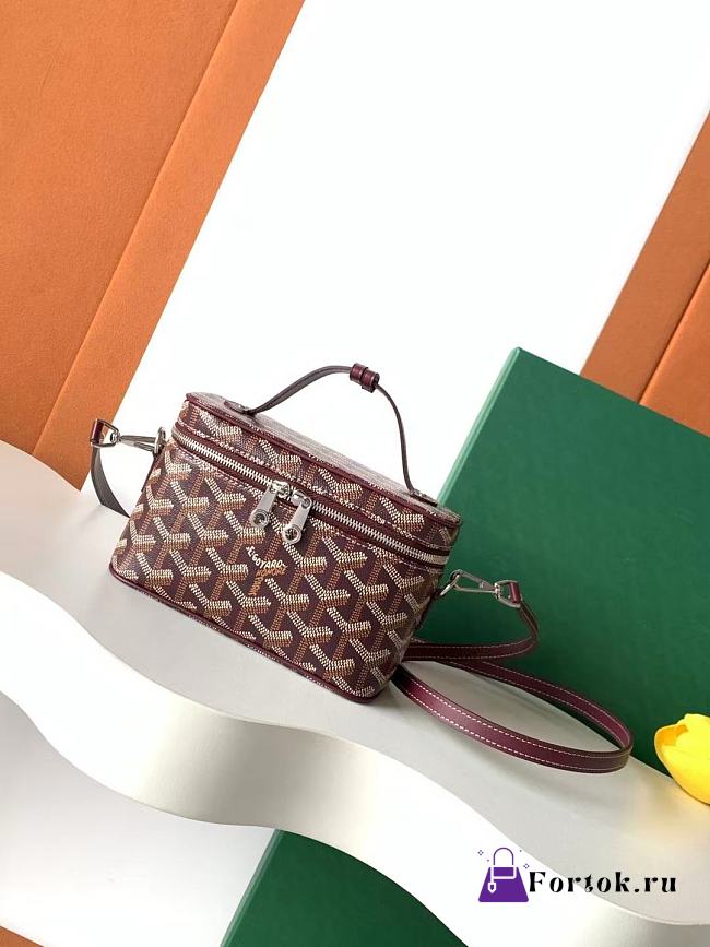 Fortok Goyard Muse Mini Vanity bag Burgundy goyardine canvas 16 x 8 x 10cm - 1
